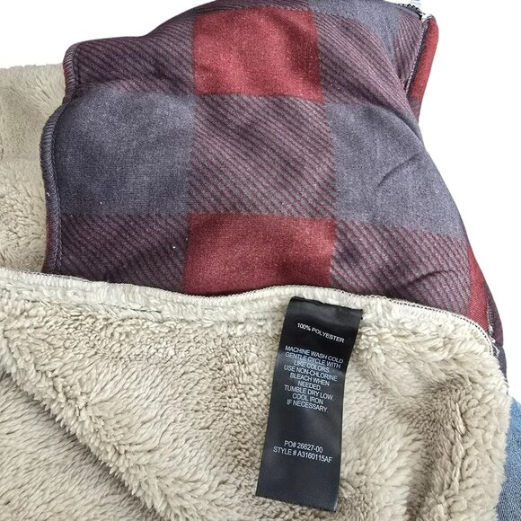 Mens Red & Gray Plaid Fleece Jacket Full Zip Size Small Voyager NWOT JJ4110 - Picture 12 of 13